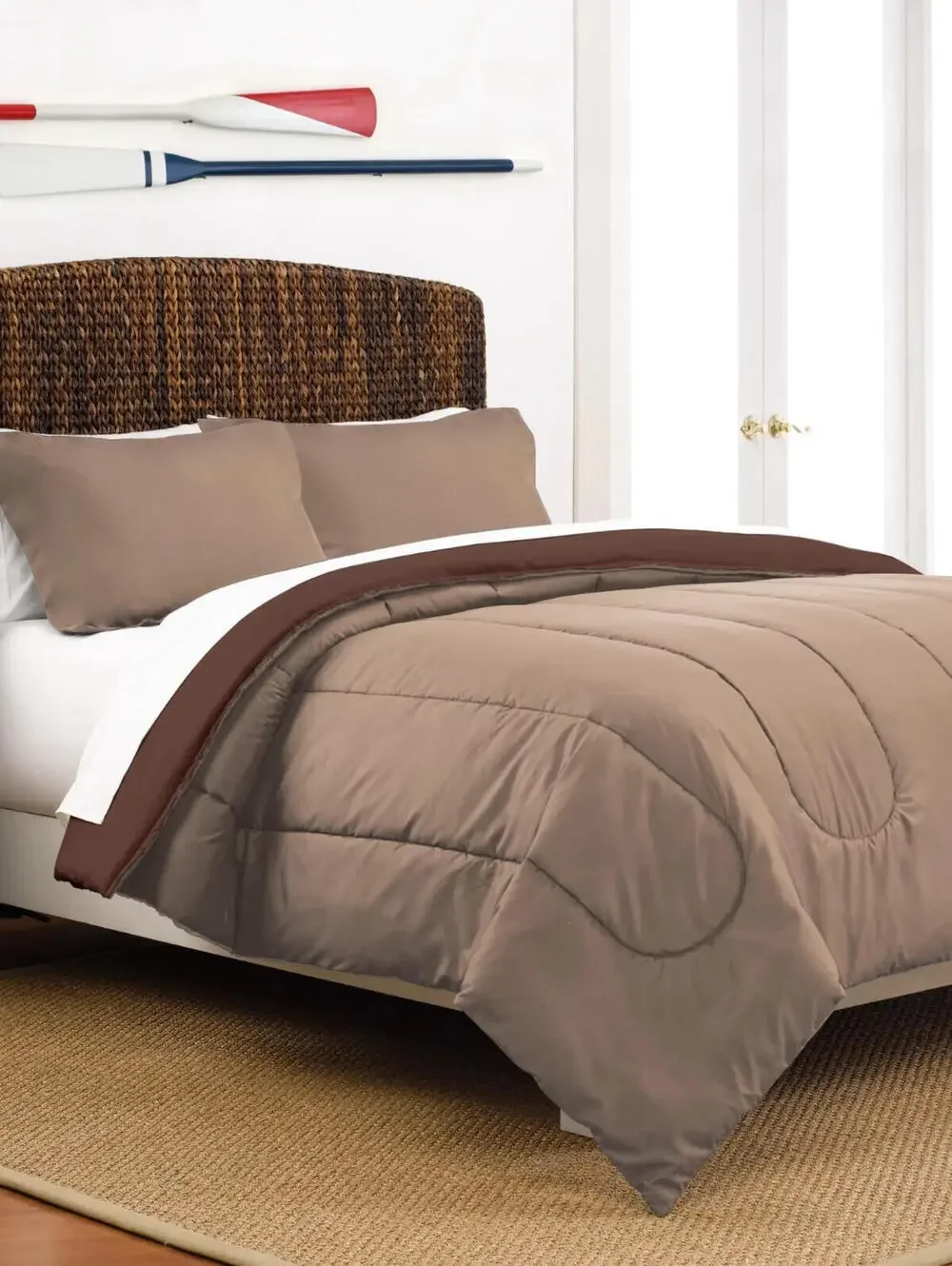 Martex Two-Tone 3-Piece Reversible Full/Queen Comforter Set in Khaki/Chocolate